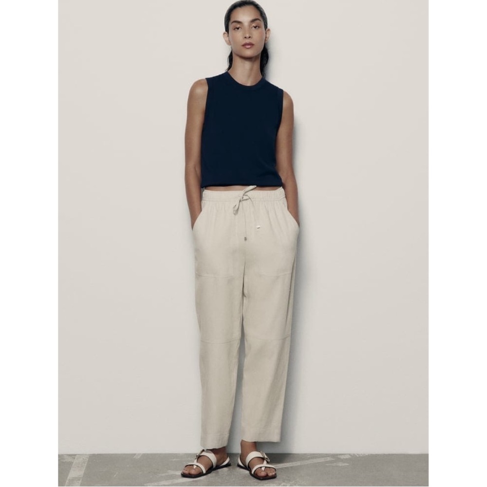 Zara Relaxed Fit Linen-Blend Pants Sz. Small - Picture 3 of 11